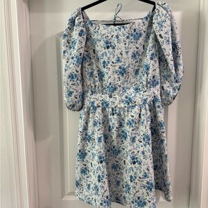 MAJORELLE Blue Floral Backless Dress